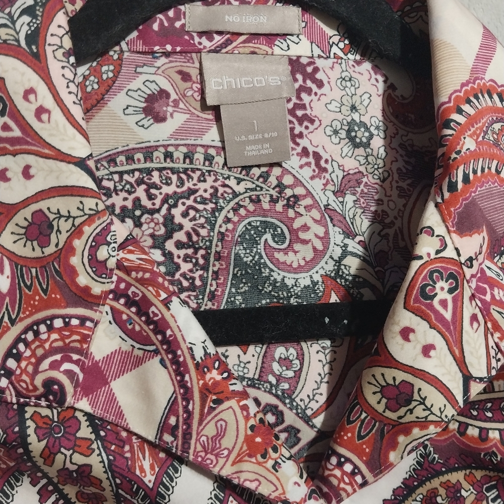 Chico's Men's Paisley Shirt - Red and Purple